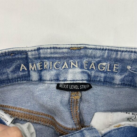 American Eagle Women's Super High Rise Distressed Jegging Jeans 000 Blue - Picture 3 of 8